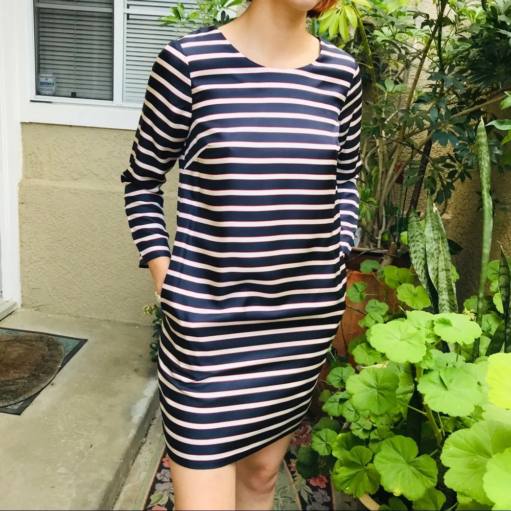 J. Crew Blue and White Midi Dress
